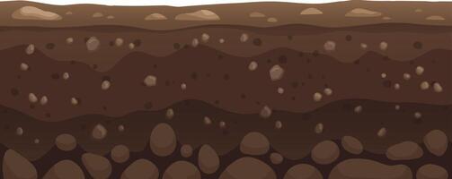Seamless ground layers showing different textures of soil and rocks underground, useful for illustrating the composition of terrain for educational purposes vector