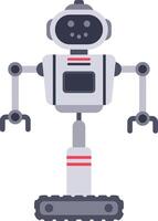 Modern robot standing on tank tracks, showcasing artificial intelligence and advanced technology, representing the future of robotics and automation vector