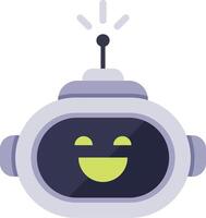 Cute robot showing a happy expression on its face, with an antenna transmitting data, representing artificial intelligence, automation, and positive technological advancements vector