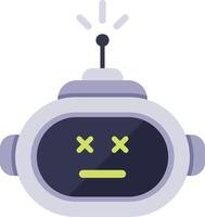 Robot malfunctioning with x shaped eyes and straight mouth showing malfunction, error, death, system failure, system error, warning, alert, notification, or breakdown vector