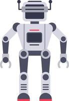 Gray and red robot standing upright with two antennas, two clawed arms, and two legs, featuring a modern, futuristic design that embodies the concept of artificial intelligence vector