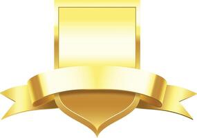 Golden shield and ribbon wrapping around, creating a luxurious and elegant design, perfect for representing quality, prestige, or award winning achievements vector