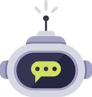 Cute chatbot sending messages, representing artificial intelligence and communication technology, features a speech bubble displayed on the screen for interactive conversations vector