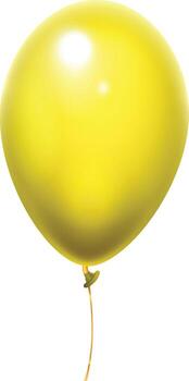Realistic yellow balloon floating with curled string isolated on white background, perfect for party invitations, greeting cards, or any festive design vector