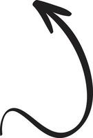 Simple, black, hand drawn arrow pointing upward with a curved line, isolated on white background, ideal for presentations, infographics, and design projects vector