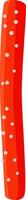 Simple illustration of a long, slightly curved, red stick featuring several small white dots, isolated on a white background, resembling a minimalist design vector