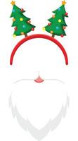 Christmas headband with two small decorated trees and santa claus beard and nose isolated on white background, ideal for christmas parties and celebrations vector