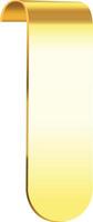 Bookmark with golden metallic texture and curled edge hanging on white background, creating a luxurious and elegant feel for reading and studying vector