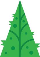 Simple christmas tree illustration with green branches and round ornaments is standing up on a white background, perfect for holiday projects vector