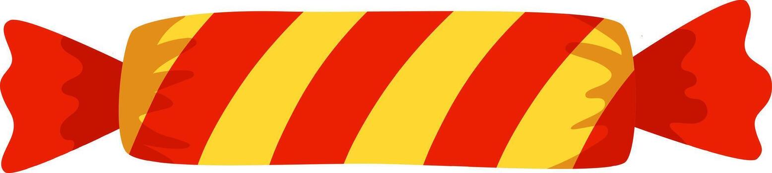 Red and yellow striped hard candy wrapped in cellophane, creating a sweet and tempting treat, perfect for satisfying sugar cravings and adding a touch of colorful delight vector