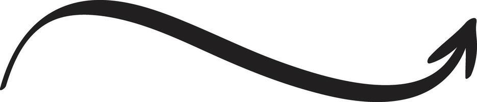 Simple, black, hand drawn arrow curving upwards, representing concepts like growth, progress, and positive change, ideal for visual communication vector