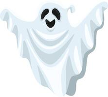 Cartoon illustration featuring a friendly ghost floating with open arms and a cheerful smile, creating a playful vibe perfect for Halloween themed projects and spooky designs vector
