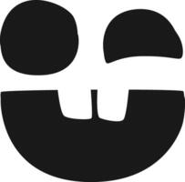 Minimalist winking Halloween pumpkin face featuring a big smile and round eyes, creating a simple black and white spooky drawing perfect for festive Halloween decoration vector