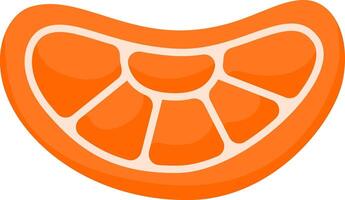 Cartoon illustration of a juicy orange slice with visible segments and white membranes, creating a vibrant and refreshing image against a clean white backdrop vector