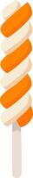 Swirling orange and white ice cream on a stick, offering a delightful treat for cooling off during hot summer days. Creamy texture and vibrant colors make it irresistibly refreshing vector