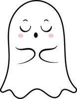Adorable cartoon ghost sleeping peacefully with closed eyes, rosy pink cheeks, and a gentle expression, creating a whimsical touch for Halloween or playful spooky designs vector