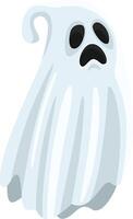 Halloween ghost floating with spooky face and surprised expression, ideal for halloween projects, printed materials, websites, social media posts, and more vector