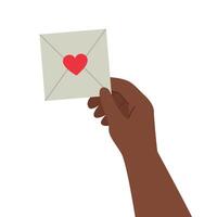 Hand holding square envelope with a red heart vector