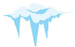 Snowdrift is melting and forming icicles, creating a delicate winter scene against a clean white backdrop, ideal for winter themed projects vector