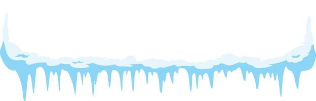 Seamless border with snow and icicles hanging isolated on white background, winter seasonal decoration element for christmas and new year design vector