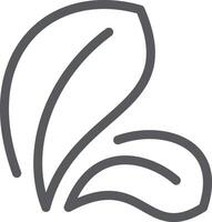 Two simple gray leaves overlapping each other, forming a logo, icon or symbol, representing nature, growth, or organic products, with a clean and minimalist design vector