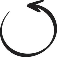 Hand drawn circular arrow completing a full 360 degree turn, representing an endless cycle of renewal, repetition, and continuous movement within a simple, modern design vector
