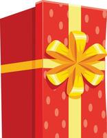 Red gift box adorned with a cheerful yellow ribbon and a lovely bow, eagerly awaiting unwrapping for a special occasion, radiating joy and excitement for all vector
