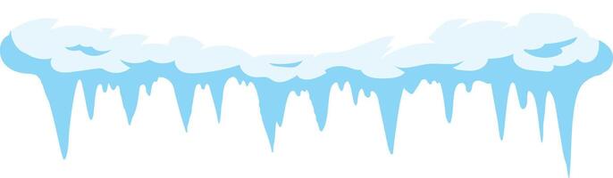 Seamless illustration featuring a row of icicles gracefully hanging from a snow and ice formation, set against a clean white background, capturing the essence of winter's chill vector