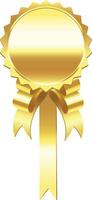 Golden seal featuring a ribbon, symbolizing achievement, quality, and success, isolated against a clean white background, perfect for highlighting awards and recognition vector