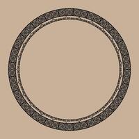 Circle oriental black frame on gold background, workpiece for your design. Ornamental elements and motifs of Turks, Kazakhs, Kyrgyz, Uzbeks. For plate decoration, textile, print design. Round frame vector