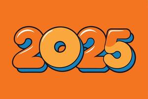 Retro 2025 New Year Design, Orange and Blue Theme vector