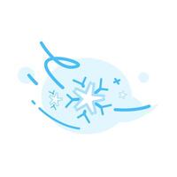 flat illustration featuring snowflakes and wind gusts, visually representing a cold breeze or winter chill. Perfect for weather related themes, seasonal promotions or winter holiday designs vector