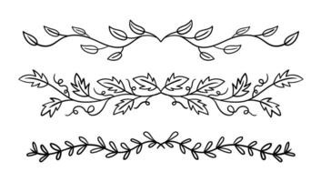 vintage set of hand drawn tree branches with leaves vector
