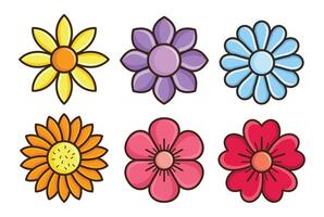 Abstract flowers, top view. Spring flora. Flat illustration on white background vector