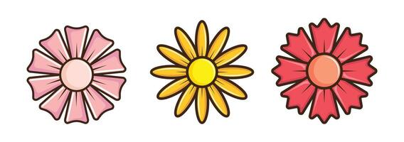 Flowers isolated on white background. Set of colorful floral icons. vector