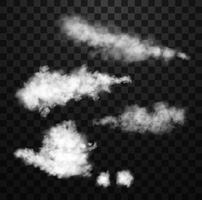 White realistic fluffy clouds or fog or smoke vector
