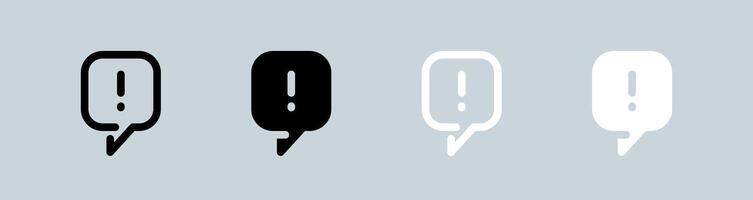 Issue icon set in black and white. Problem signs illustration. vector