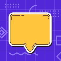Speech bubble square background with copy space. Message banner in purple colors illustration vector