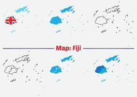 Fiji map set. Fiji map Simple . modern map design, blue color with region. vector