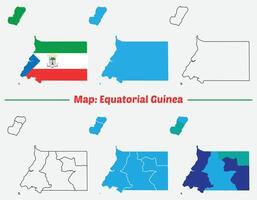 Flat map of Equatorial Guinea with flag vector