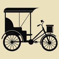 Rickshaw becak bandung west Tricycle vehicle Isolated on white background vector