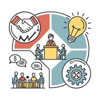 Funnel flat infographics with funnel icon with text layers doodle human characters and social networking icons illustration vector