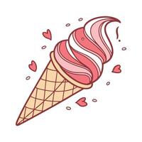 Background of ice cream with hand drawn wafer vector