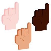 set of isometric icons hand showing pinky promise in three skin colors vector