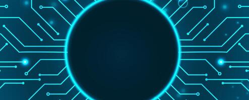 A circular blue background with a black circle in the center vector
