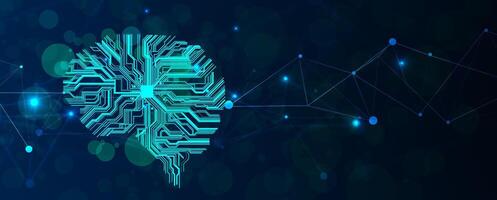 The brain is shown on a blue background vector