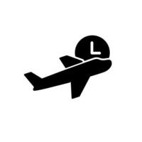 Flight schedule time icon. Airplane, plane with clock sign symbol vector