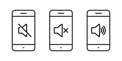 No sound phone outline icon. Mute and volume audio cellphone sign symbol vector