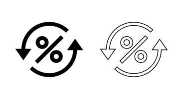 Circle rate convert percent icon. Round exchange concept vector