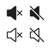 No sound icon set isolated on white background. Mute volume audio sign symbol vector